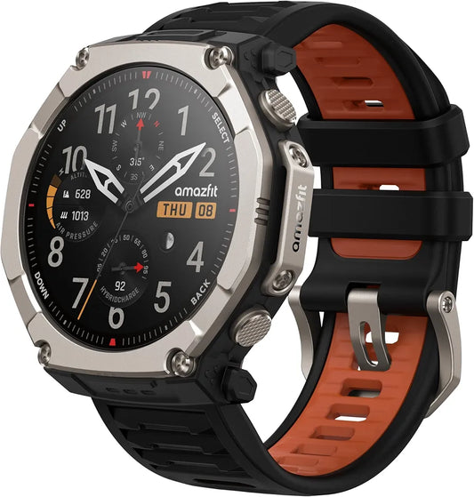 Amazfit T-Rex Ultra 2 Dual-Band GPS Outdoor Smart Watch, 51mm Ti Body, 1.5" Sapphire AMOLED Display, Flashlight, 30 Days of Battery, Offline Maps, 10 ATM, 180+ Sports Mode for Android & iPhone, Black