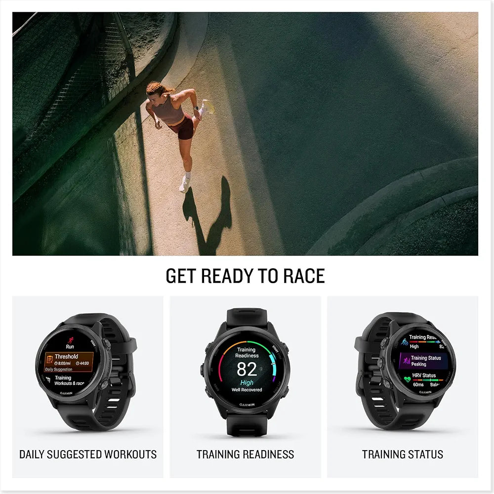 Garmin® Forerunner® 570, 42mm, Advanced GPS Running and Triathlon Smartwatch, AMOLED Display, Training and Recovery Features, Slate Gray Aluminum with Translucent Black/Black Band
