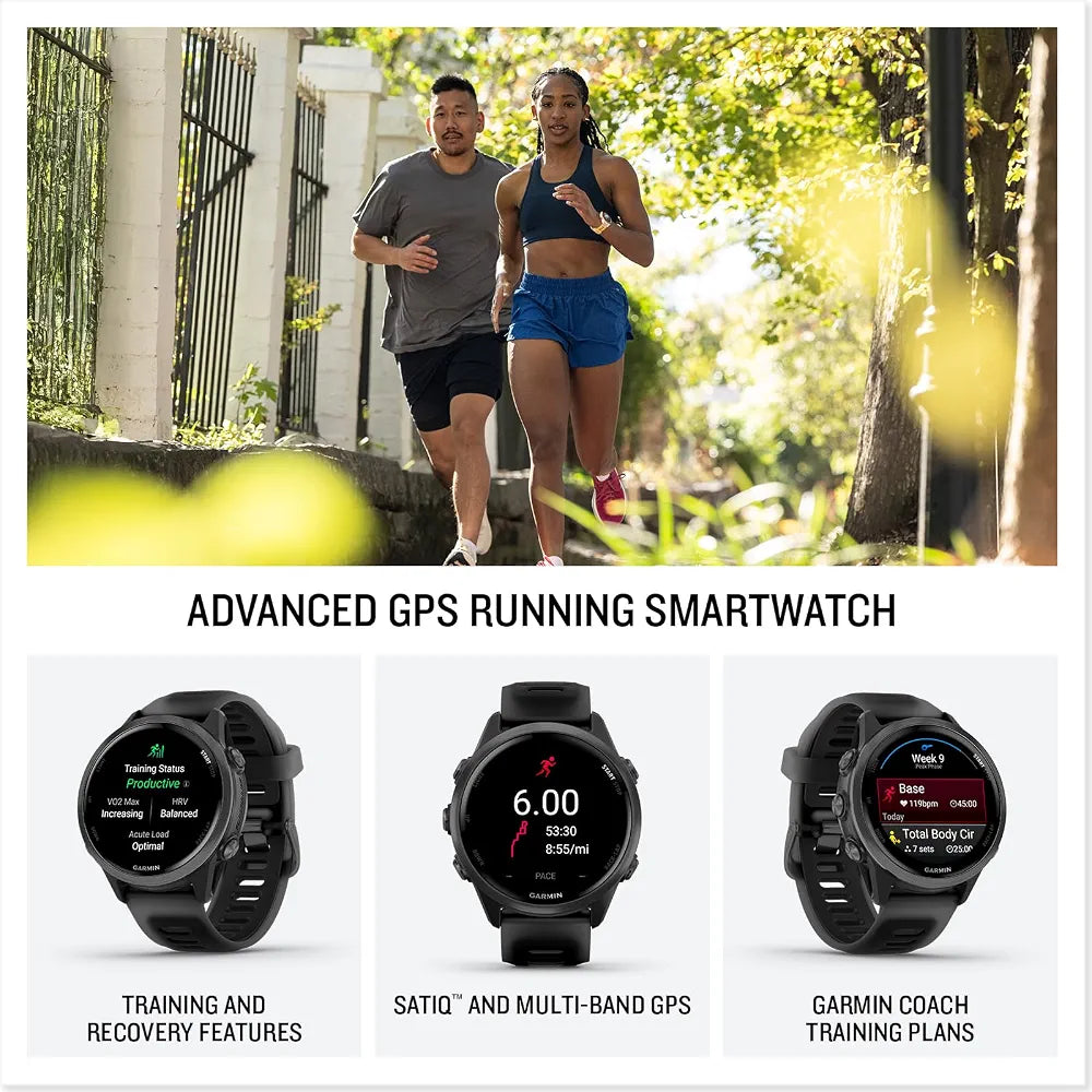 Garmin® Forerunner® 570, 42mm, Advanced GPS Running and Triathlon Smartwatch, AMOLED Display, Training and Recovery Features, Slate Gray Aluminum with Translucent Black/Black Band